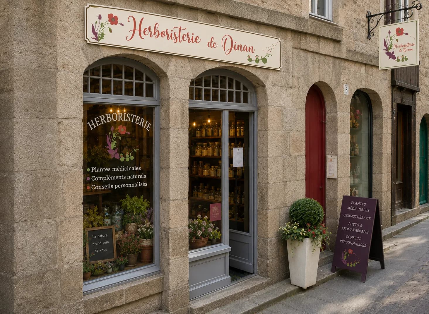 Devanture de l'Herboristerie de Dinan, 5 rue de la Mittrie